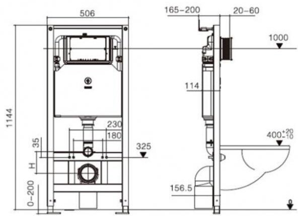 WeltWasser унитаз с инсталляцией GELBACH 350 ST, санфаянс купить,NaN