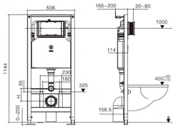 WeltWasser унитаз с инсталляцией GELBACH 350 ST, санфаянс купить,NaN