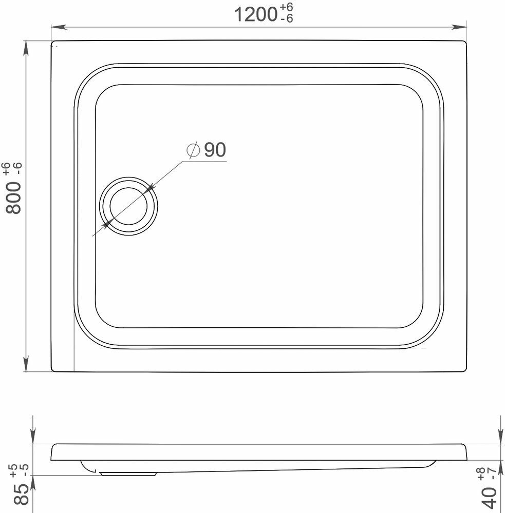 Душевой поддон Triton ПД26 120x80 низкий