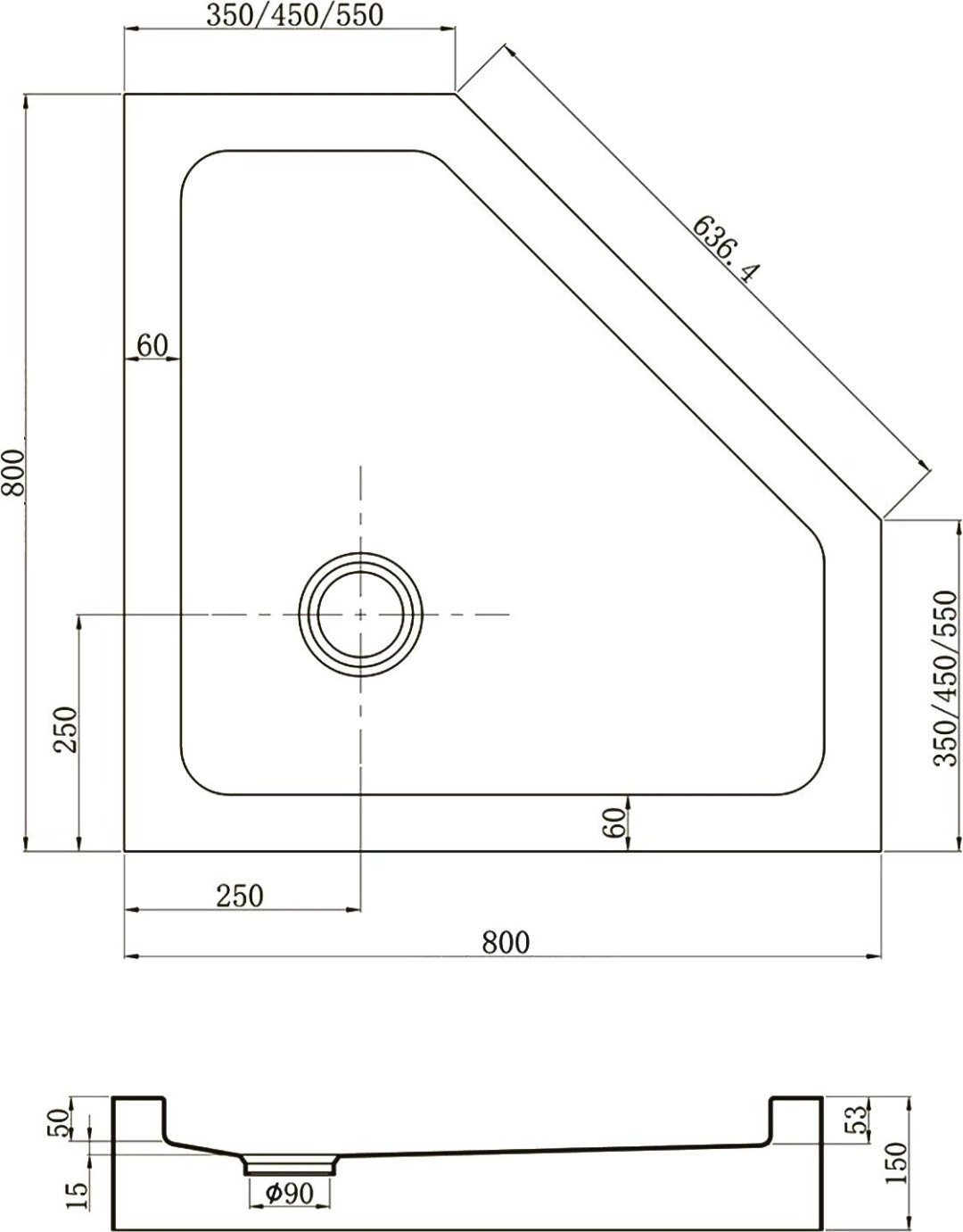 Душевой поддон Veconi TZ53B-80-C5 80x80 низкий купить,NaN