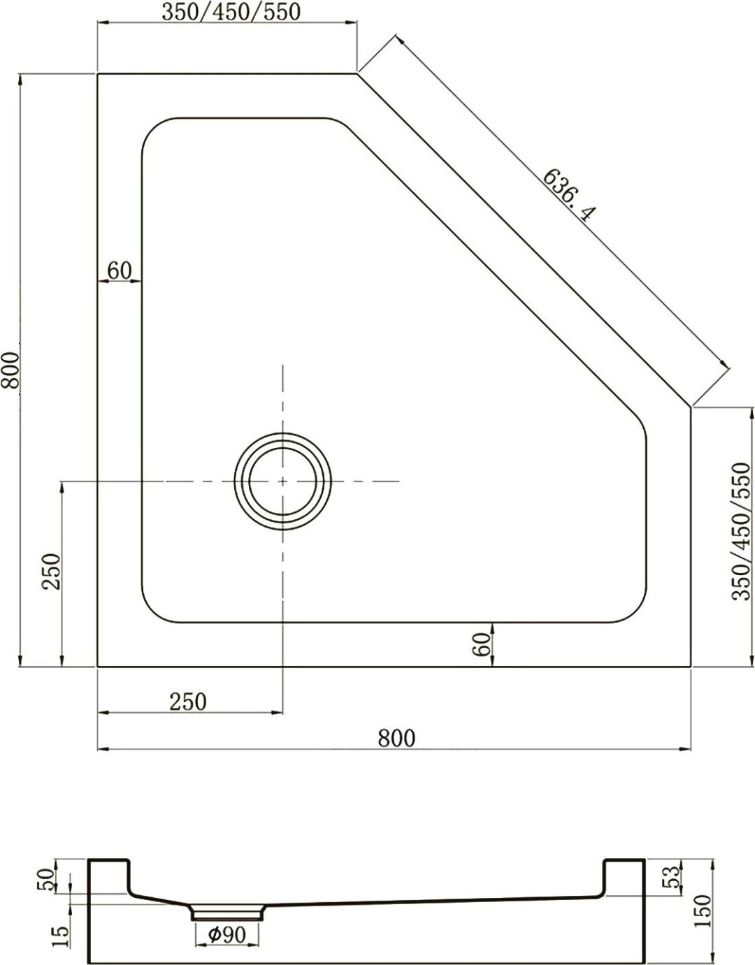 Душевой поддон Veconi TZ53B-80-C5 80x80 низкий купить,NaN