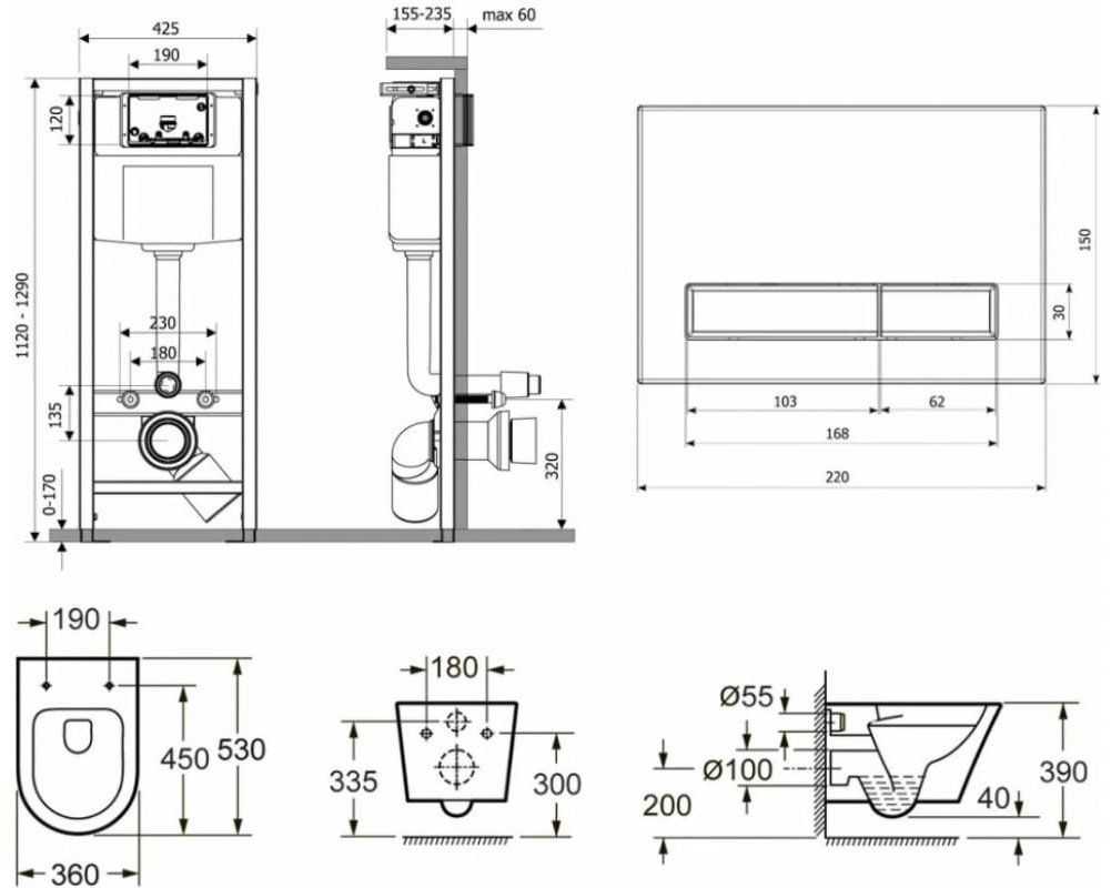 Унитаз Lavinia Boho 75110181 с инсталляцией белый купить,NaN