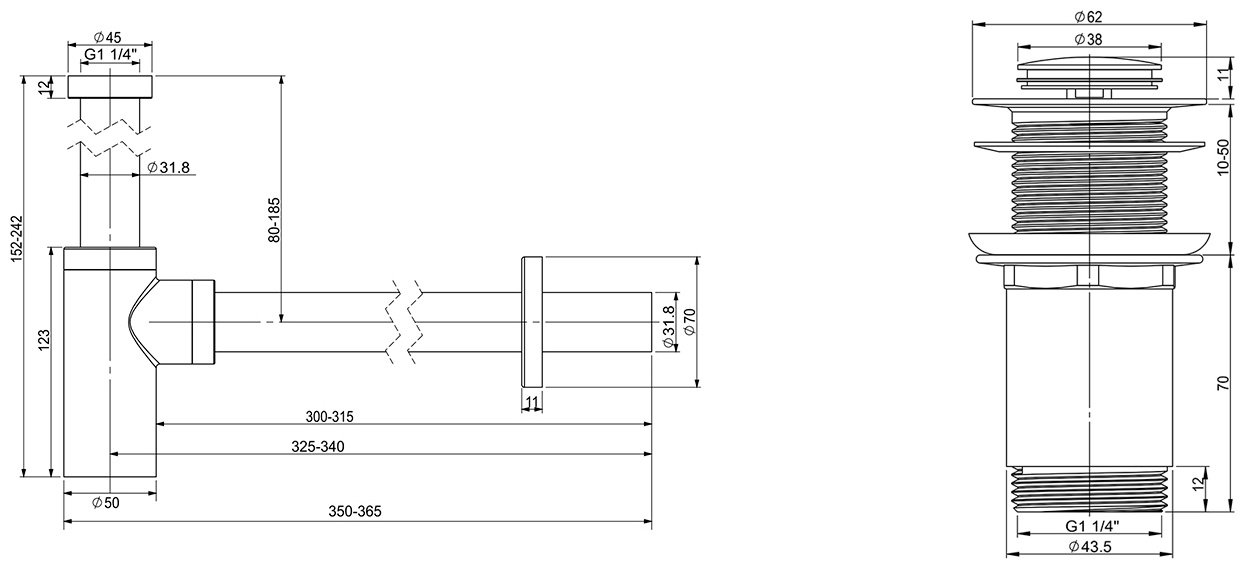 Сифон Wellsee Drainage System 182108002 1 1/4