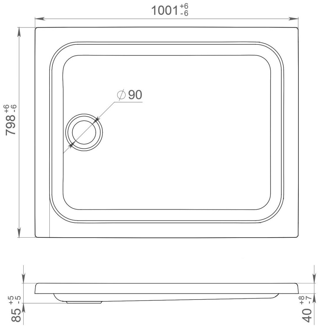 Душевой поддон Triton ПД25 100x80 низкий