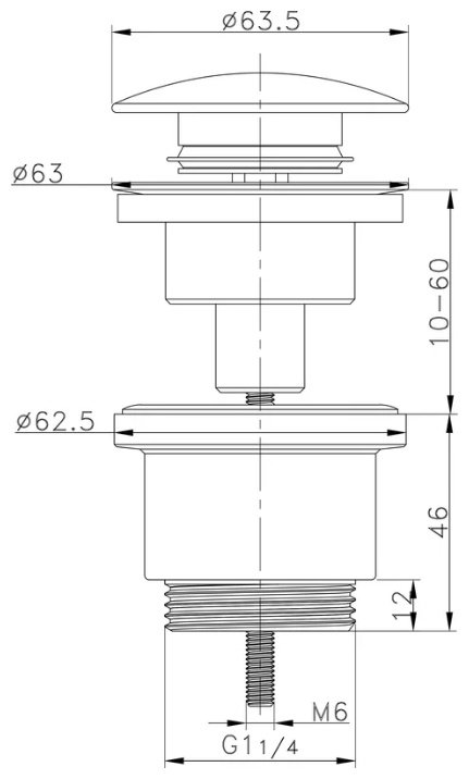 Донный клапан с переливом Raglo R600.01 1 1/4