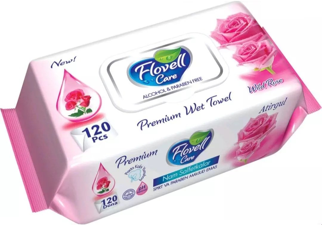 Влажные салфетки Flovell Care Wild Rose 120 шт