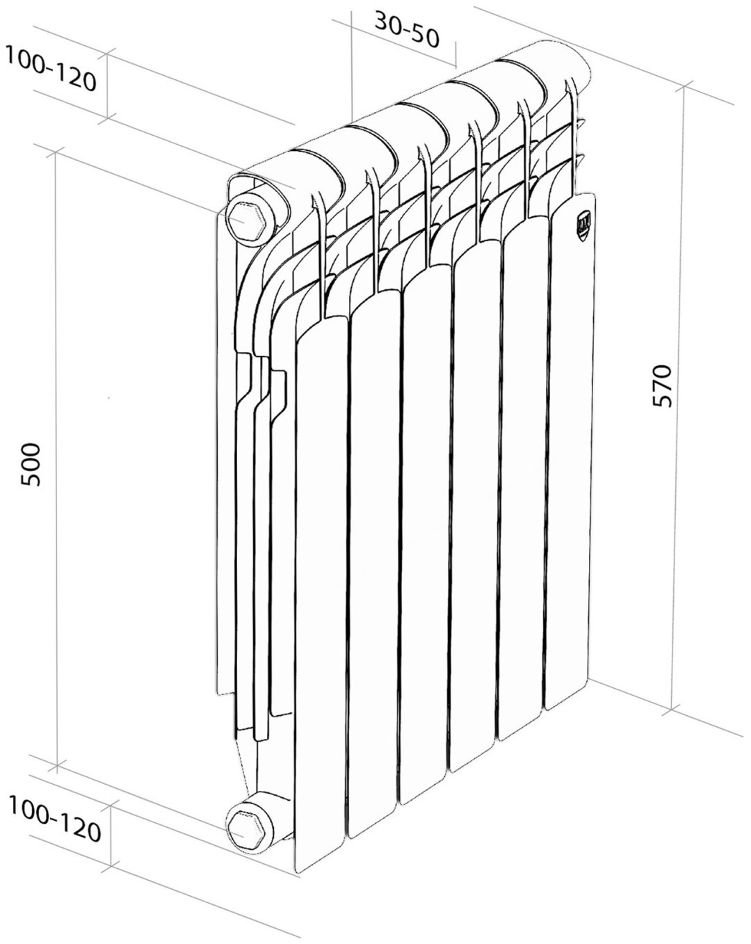 Радиатор Royal Thermo секционный Revolution 500, кол-во секций: 8