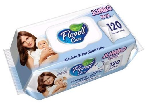 Влажные салфетки Flovell Care Jumbo Pack Детские 120 шт синий