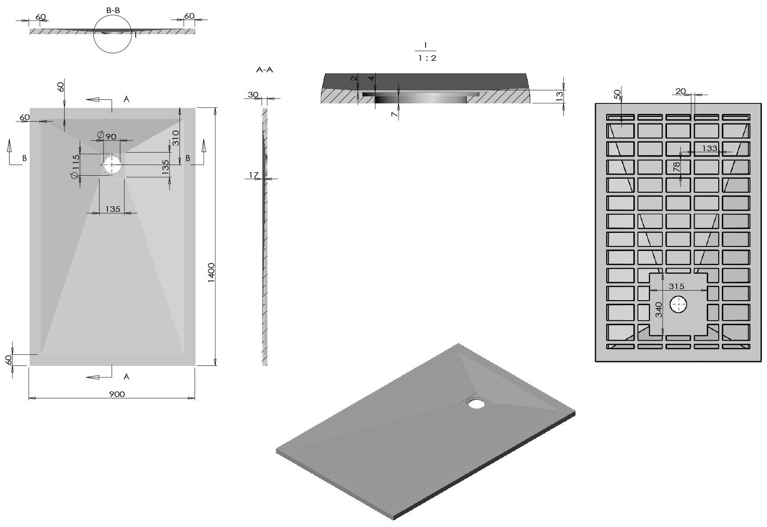 Душевой поддон KABINKA.KZ VST-4SR9014A 140x90 низкий