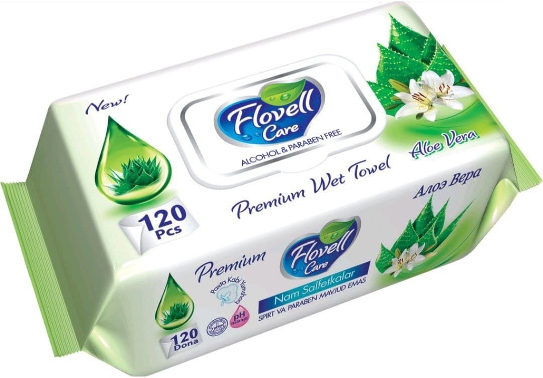 Влажные салфетки Flovell Care Aloe Vera 120 шт