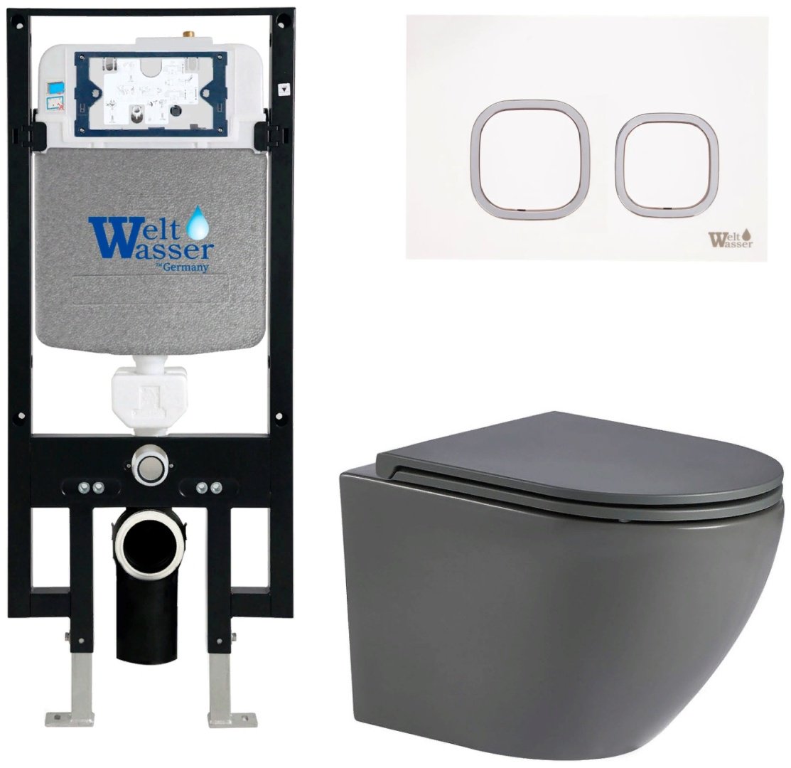 Унитаз WeltWasser Merzbach AM49768 с инсталляцией серый