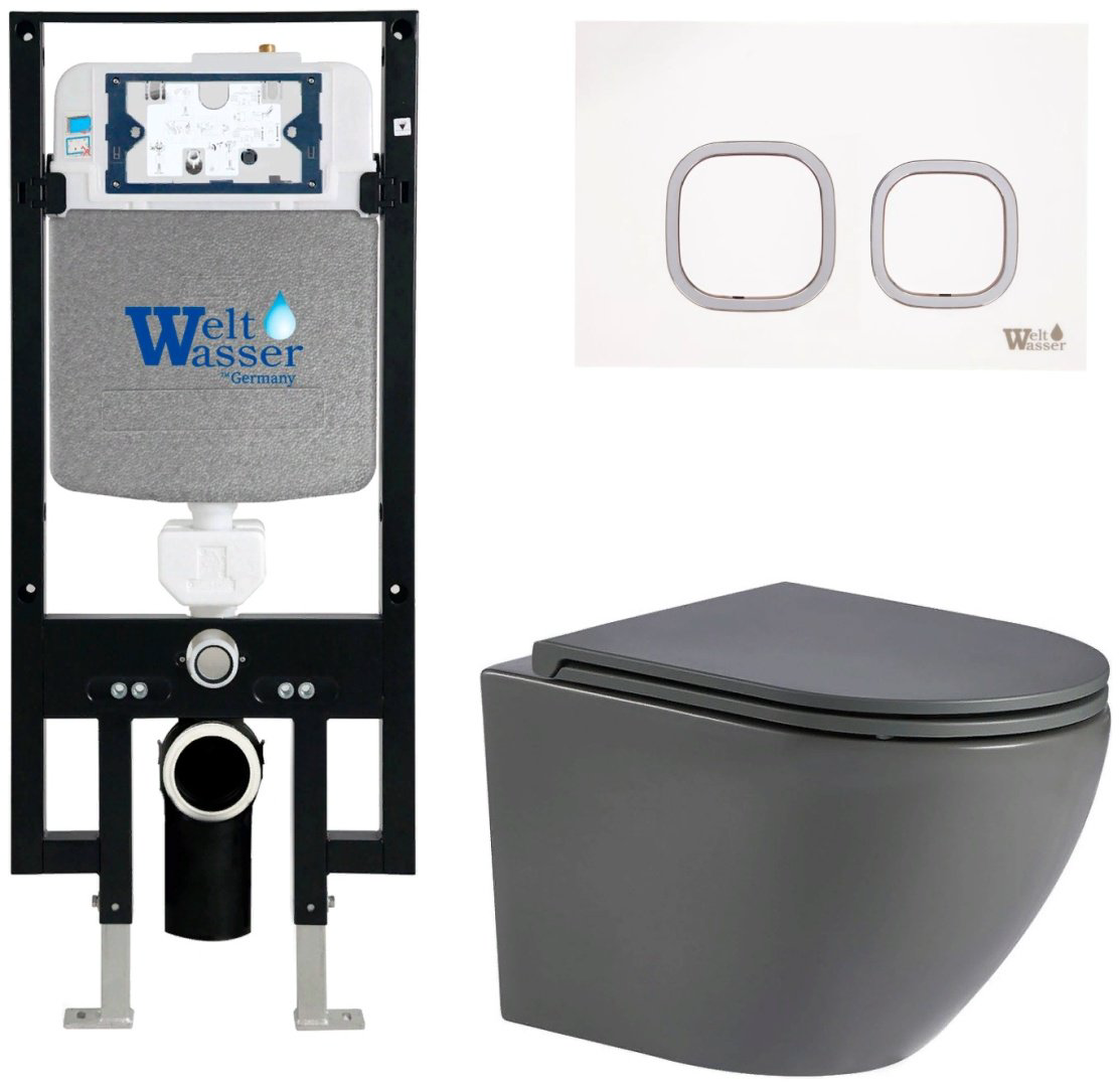 Унитаз WeltWasser Merzbach AM49768 с инсталляцией серый купить,304600
