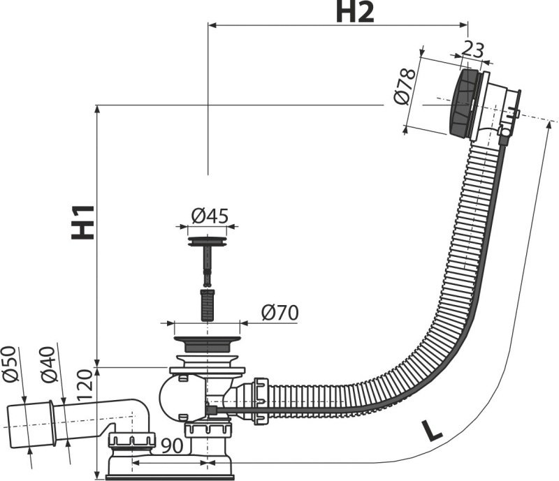 Сифон Alcaplast A55BLACK 50 мм купить,NaN