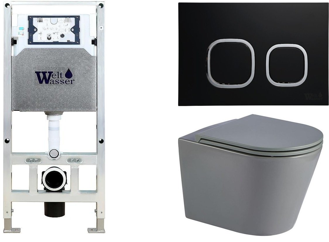 WeltWasser унитаз с инсталляцией SALZBACH 041 MT-GR, санфаянс