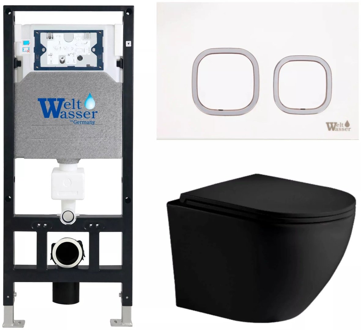 Унитаз WeltWasser Merzbach 043 MT-BL с инсталляцией черный