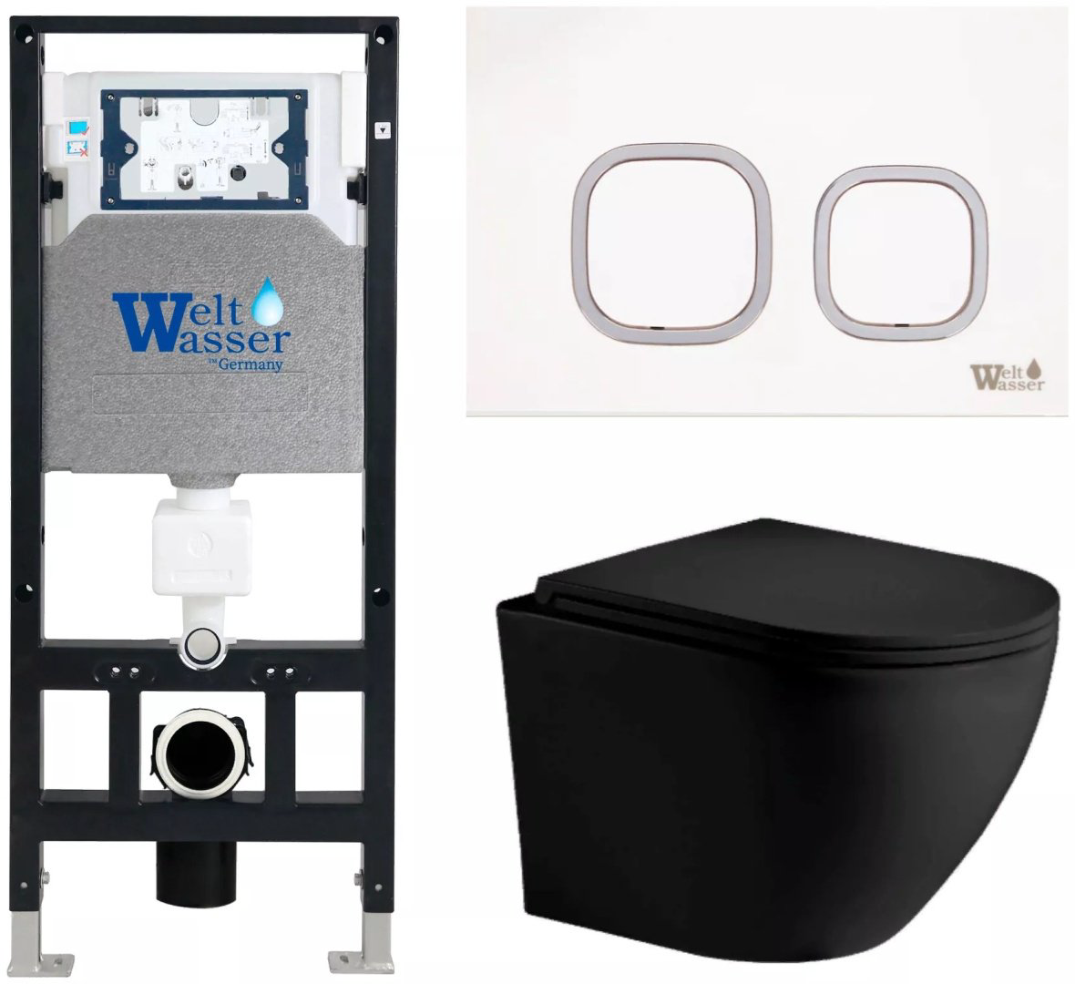 Унитаз WeltWasser Merzbach 043 MT-BL с инсталляцией черный