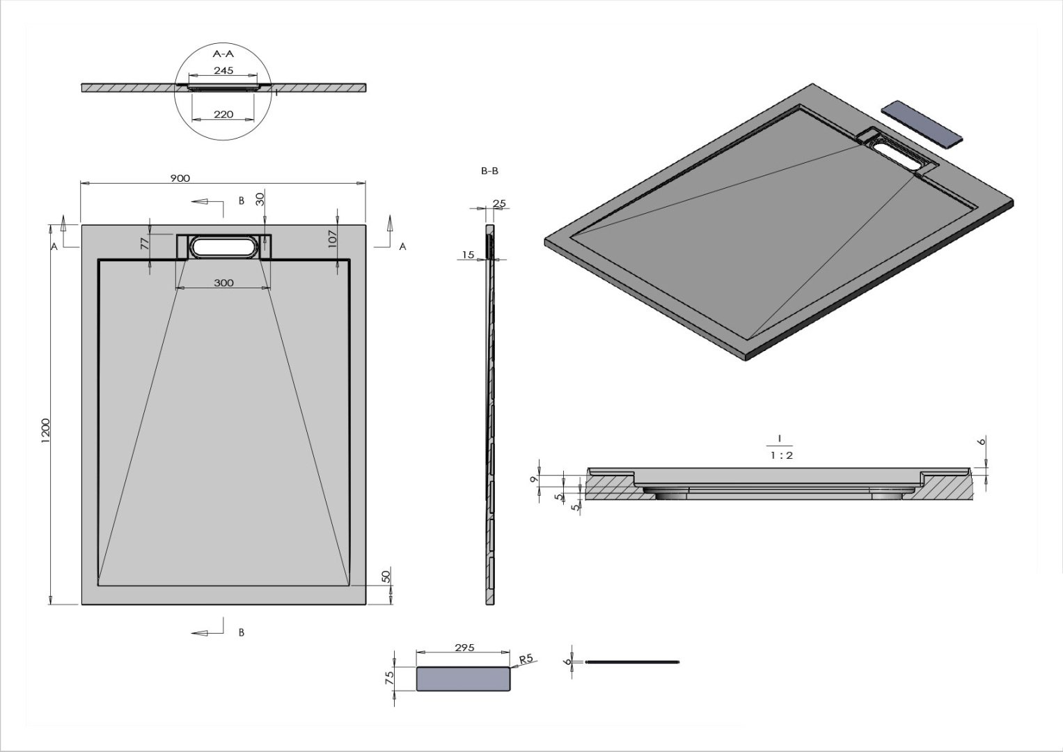 Душевой поддон Vincea VST-4SRL9012W 120x90 низкий, белый матовый купить,NaN