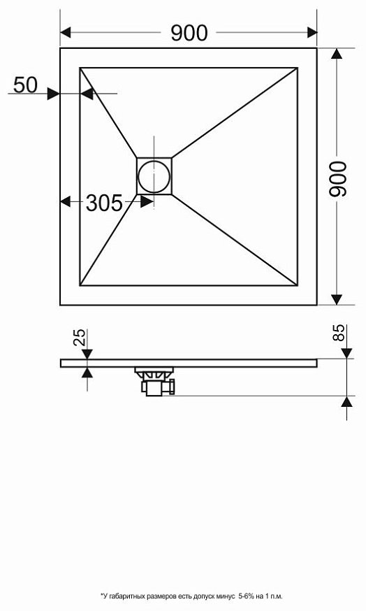 Душевой поддон Grossman GR-S19090Q 93x90 низкий купить,NaN