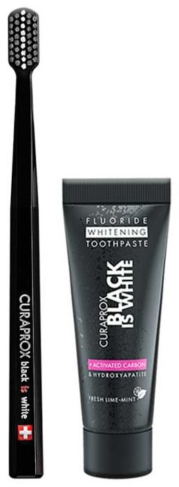 CURAPROX зубная паста Black is white 10 мл и зубная щетка