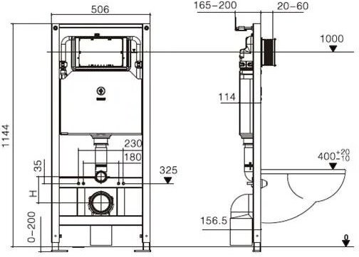 WeltWasser унитаз с инсталляцией ERLENBACH 004 GL-WT, санфаянс