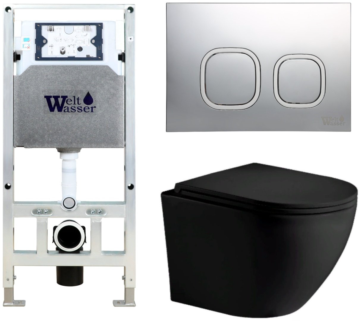 Унитаз WeltWasser Merzbach 043 MT-BL 506ST с инсталляцией черный купить,381200