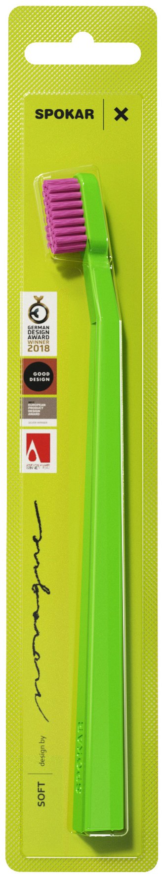 Spokar Зубная щетка 3429 X soft, 2500 мягких щетинок из полиэстра d0,15 мм зелёная зубная щетка мягкая 1 шт