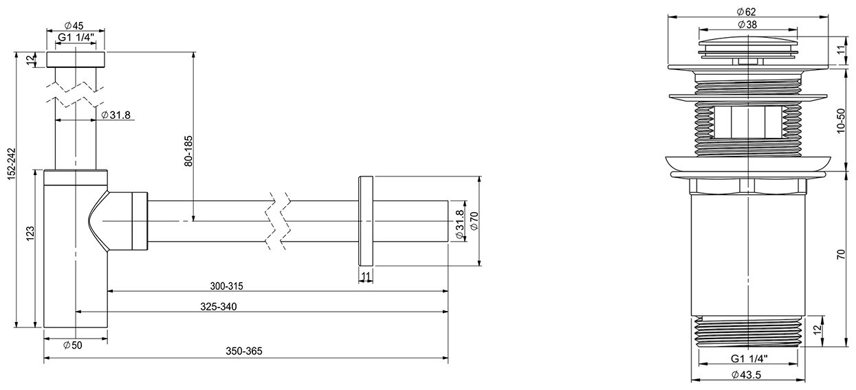 Сифон Wellsee Drainage System 182106001 1 1/4