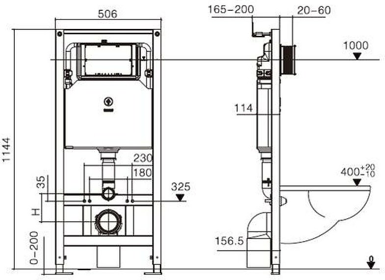 WeltWasser унитаз с инсталляцией NESENBACH 004 GL-WT, санфаянс