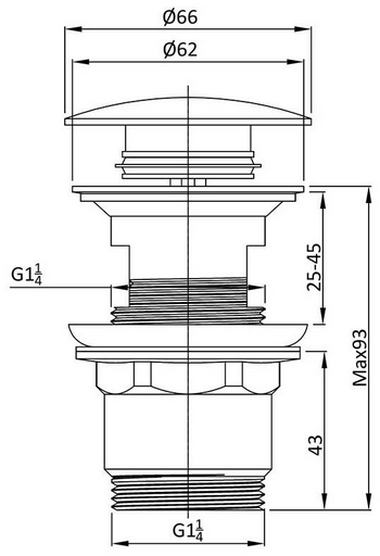 Донный клапан с переливом Vincea DPU-1B01BG 1 1/4