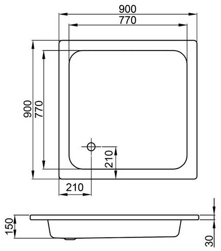 Душевой поддон KABINKA.KZ "Aqua Toria" 70x70 низкий