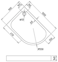Душевой поддон GEMY ST19 L 100x90 низкий