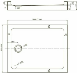 Душевой поддон Veconi TZ54B-10090-C5 100x90 низкий