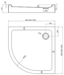 Душевой поддон Veconi TZ51B-90-C5 90x90 низкий