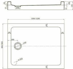 Душевой поддон VERONI TZ-54B Арт.TZ54B-12090-C5 120x90 низкий