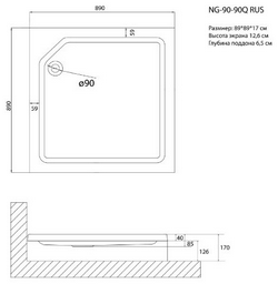 Душевой поддон Niagara NG-90-90Q 90x90 низкий