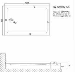 Душевой поддон Niagara NG-120-80Q 120x80 низкий