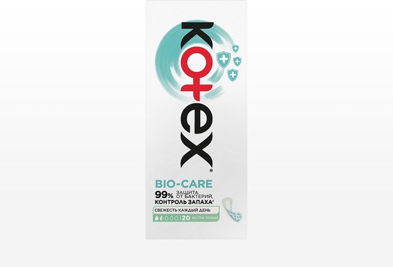 Kotex прокладки ежедневные Bio-Care защита от бактерий 20 шт