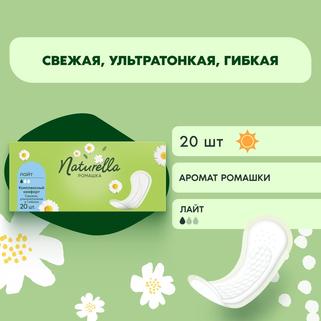 Naturella прокладки ежедневные Ромашка Лайт 20 шт