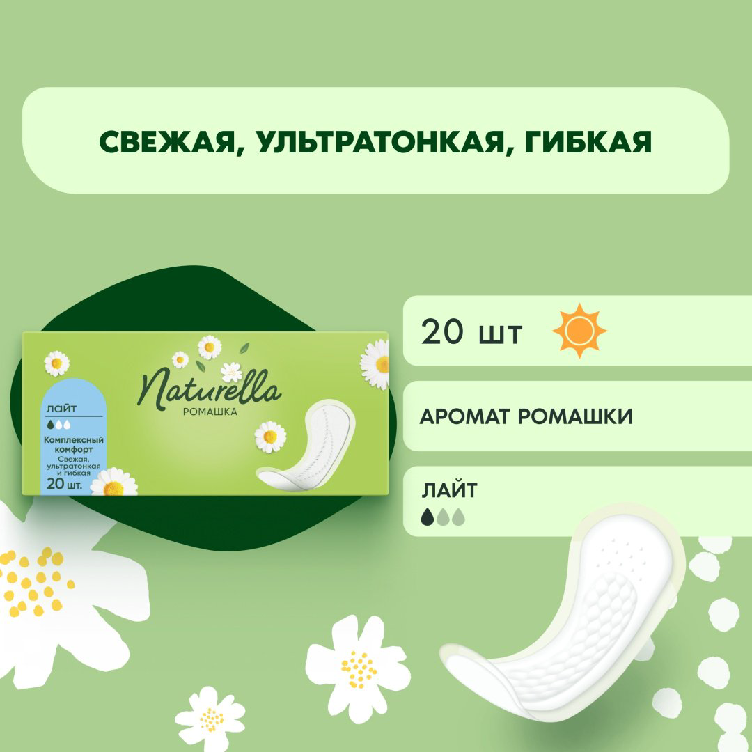 Naturella прокладки ежедневные Ромашка Лайт 20 шт купить,NaN