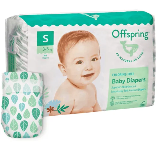 Подгузники Offspring Листочки S 48шт