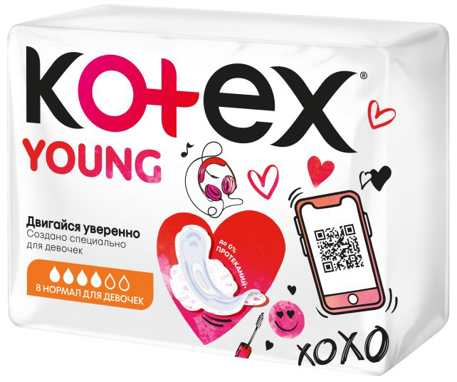 Прокладки Kotex Young Normal for girls 8 шт купить,NaN