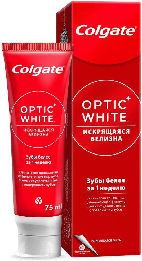 Colgate зубная паста Optic White Искрящаяся белизна 75 мл