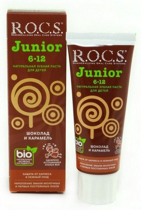 R.O.C.S. зубная паста Junior Шоколад и карамель 6-12 лет 74 г купить,NaN