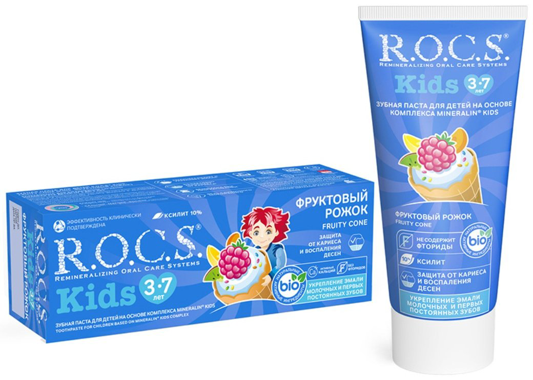 R.O.C.S. зубная паста Kids фруктовый рожок 45 г купить,NaN