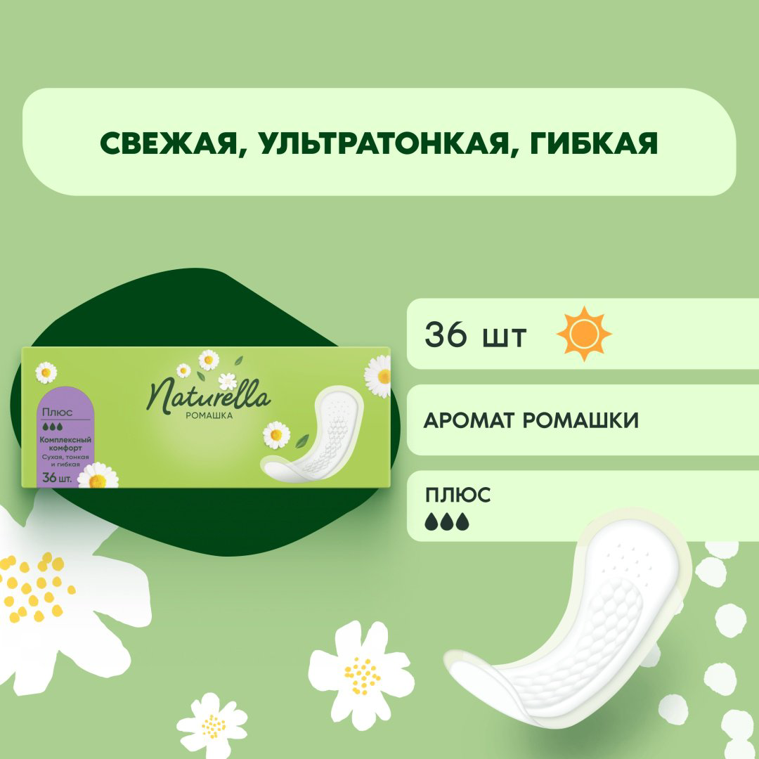 Naturella прокладки ежедневные Ромашка Плюс 36 шт купить,NaN
