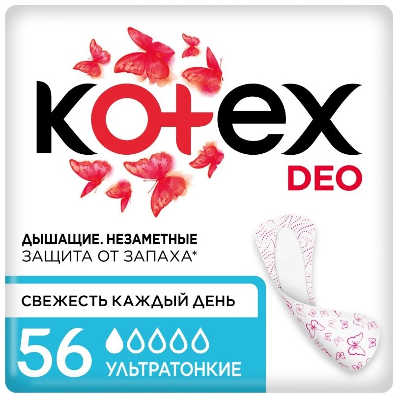 Kotex прокладки ежедневные Deo ультратонкие 56 шт