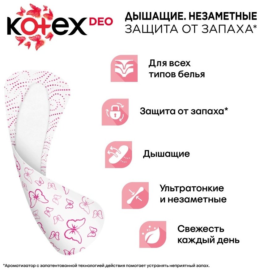 Kotex прокладки ежедневные Deo ультратонкие 56 шт