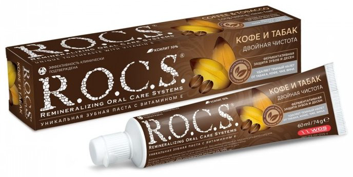 R.O.C.S. зубная паста Кофе и табак 74 г купить,NaN