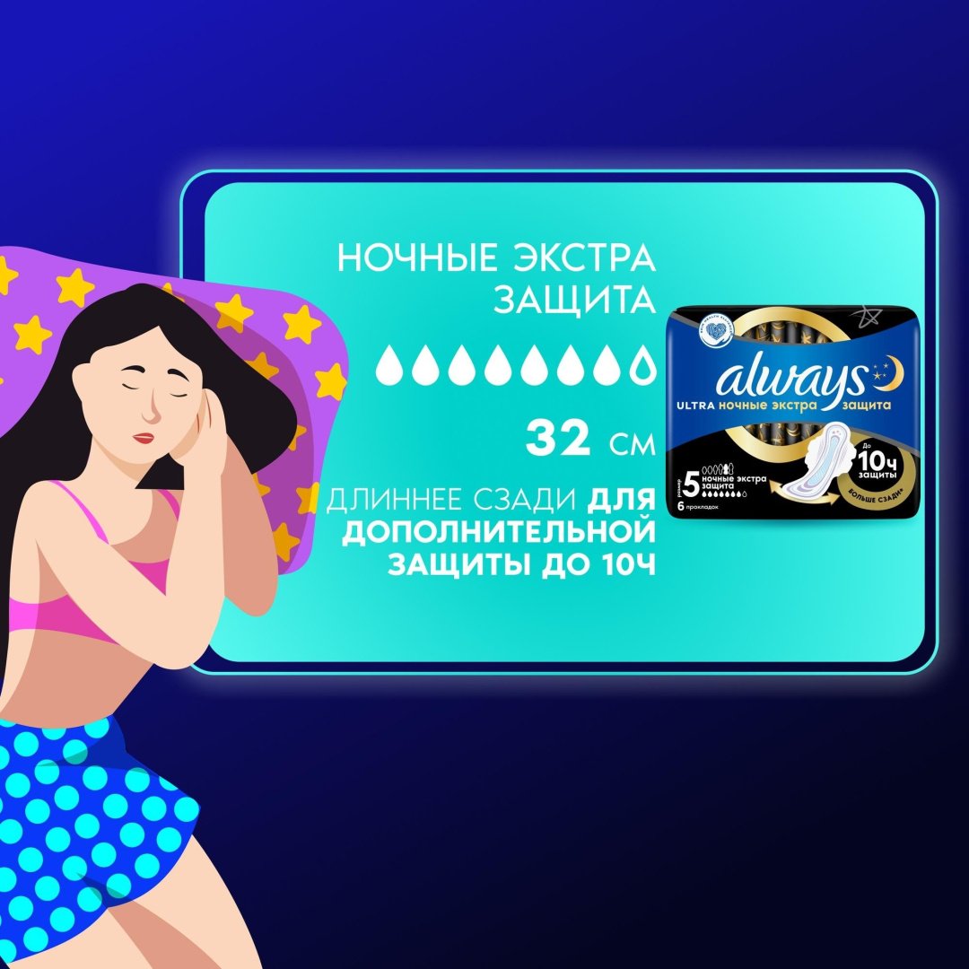 Always прокладки Ultra Night Extra 6 шт