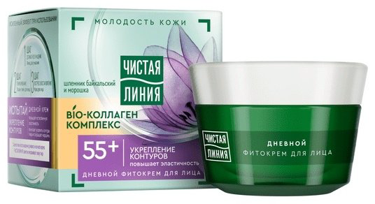 ЧИСТАЯ ЛИНИЯ дневной крем Bio коллаген укрепление контуров 55+ для лица 45 мл купить,NaN